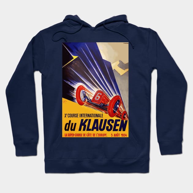 1934 Klausen Automobile Race, Klausen Switzerland - Vintage Poster Design Hoodie by Naves